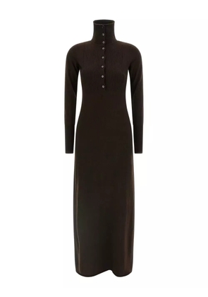 TOM FORD high-neck button maxi dress - Brown