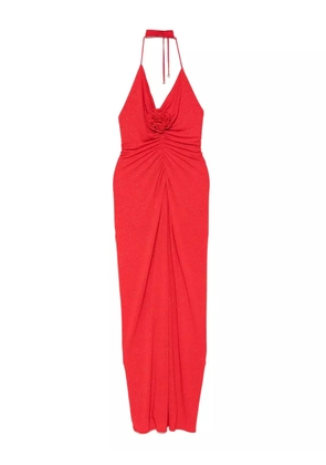 ROSERRY halterneck rose-embellished maxi dress - Red