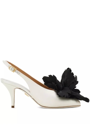 Ferragamo 70mm flower-embellished slingback pumps - Neutrals