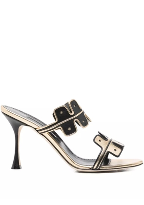 Manolo Blahnik 90mm Aplinanu leather sandals - Gold