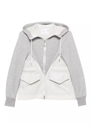 sacai Sponge Sweat panelled zip-up hoodie - Grey