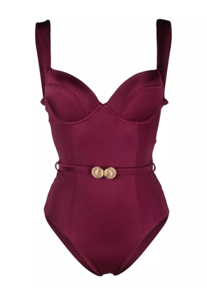 Noire Swimwear corset-style belted swimsuit - Pink