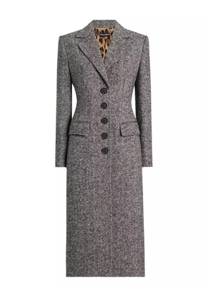 Dolce & Gabbana herringbone buttoned coat - Grey