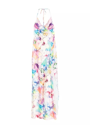 ROSERRY Seville halterneck floral-print maxi dress - White