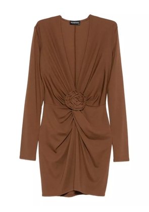 ROSERRY rose-embellished twist-front mini dress - Brown