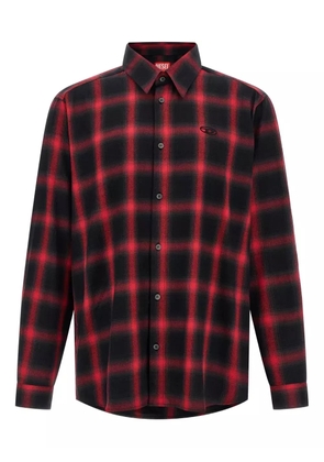 Diesel check-pattern logo-embroidered shirt - Black