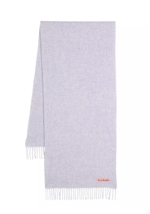Acne Studios logo-tag fringed wool scarf - Purple