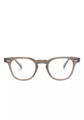 Garrett Leight rivet-detail wayfarer-frame glasses - Brown