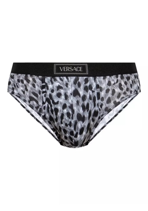Versace leopard-print waistband briefs - Grey