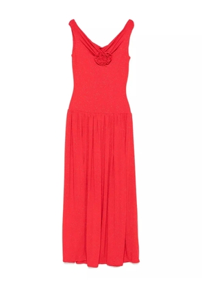 ROSERRY rose-embellished pleated maxi dress - Red