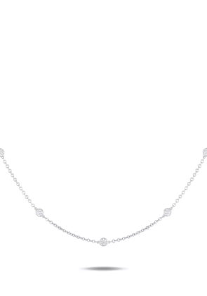 LB Exclusive 18K white gold diamond station necklace - Silver