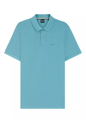 BOSS logo-embroidered polo shirt - Blue