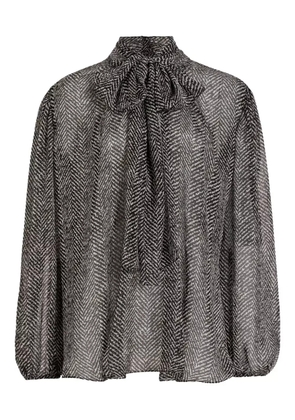 Dolce & Gabbana chevron-print bow blouse - Black