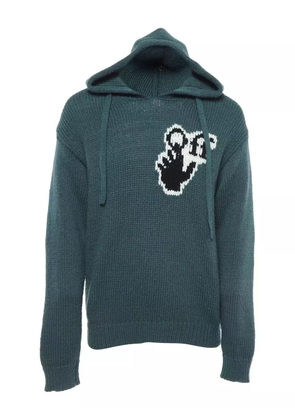 Off-White Pre-Owned logo-intarsia hoodie - Green