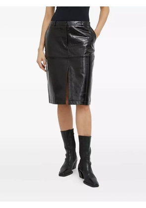 HERSKIND split-front leather midi skirt - Black