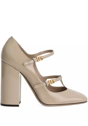 Dolce & Gabbana DG buckle-embellished leather pumps - Neutrals
