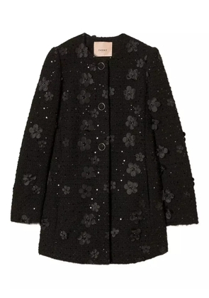 TWINSET flower-sequin embellished coat - Black