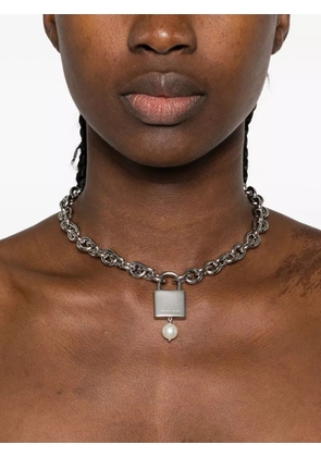 Simone Rocha padlock pearl necklace - Silver