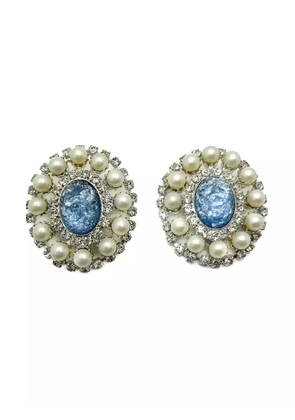 Jennifer Gibson Jewellery 1980s Easter Egg and Pearl earrings - Silver