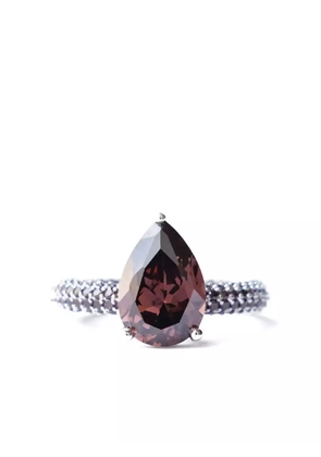 Izabel Display pear-cut zirconia ring - Brown