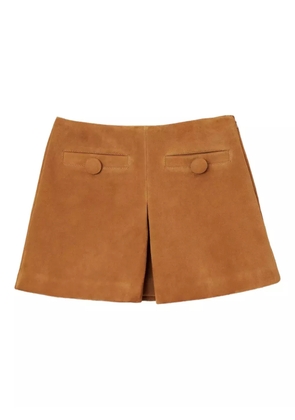 Marc Jacobs box-pleat suede mini skirt - Brown