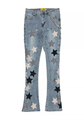 GUAPI star-patches chain-link denim jeans - Blue