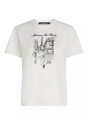 Karl Lagerfeld Paris sketch street-print T-shirt - White