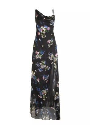 Blumarine embroidered-print silk chiffon dress - Blue