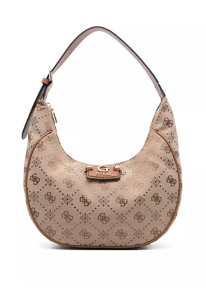 GUESS USA logo-plaque curved shoulder bag - Neutrals