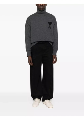 AMI Paris heart-logo turtleneck sweater - Grey