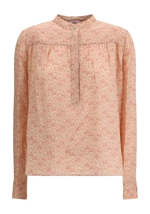 Kristina Ti foliage-print stand-up collar blouse - Pink