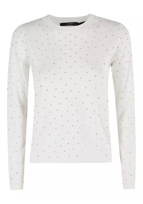 Seventy crystal-embellished crew-neck sweater - White