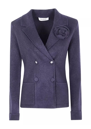 Blugirl rose-embellished double-breasted blazer - Blue
