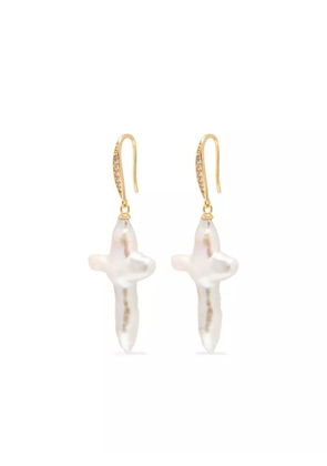 Nialaya Jewelry baroque-pearl cross earrings - WHITE