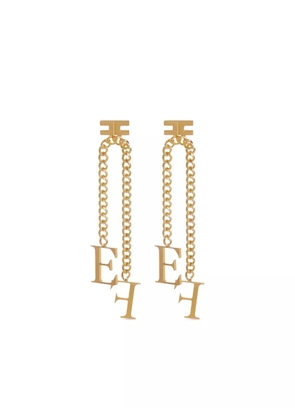 Elisabetta Franchi logo-pendant chain earrings - Gold