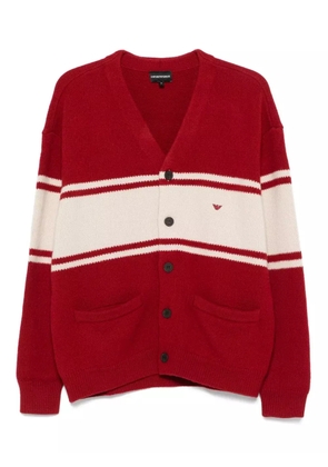 Emporio Armani striped wool cardigan - Red