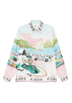 Casablanca racing-print silk shirt - Blue