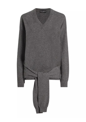 Dolce & Gabbana tie-detail V-neck sweater - Grey