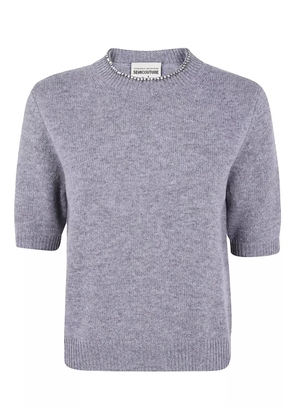 Semicouture crystal-embellished short-sleeve sweater - Grey