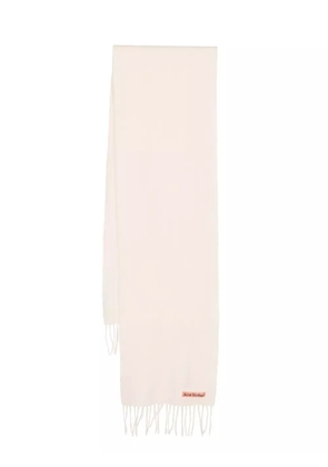 Acne Studios logo-patch wool scarf - White