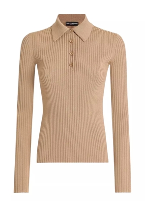 Dolce & Gabbana ribbed polo top - Neutrals