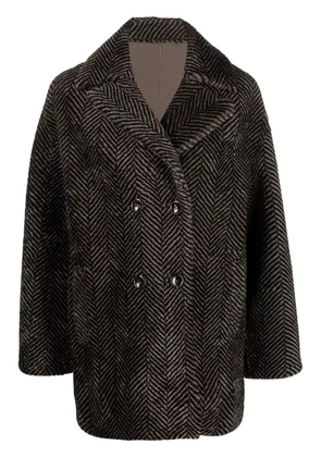 Manzoni 24 herringbone-pattern sheepskin coat - Brown