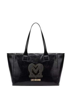 Love Moschino logo-plaque studded tote bag - Black
