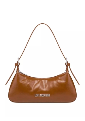 Love Moschino curved leather shoulder bag - Brown