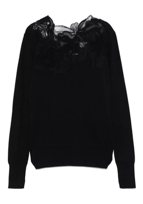 Ermanno Scervino floral-lace neckline sweater - Black
