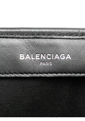 Balenciaga Pre-Owned 2017 Calfskin Perforated Navy Cabas S tote bag - Black