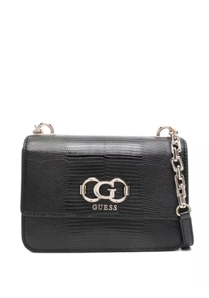 GUESS USA chain-strap embossed-leather satchel - Black