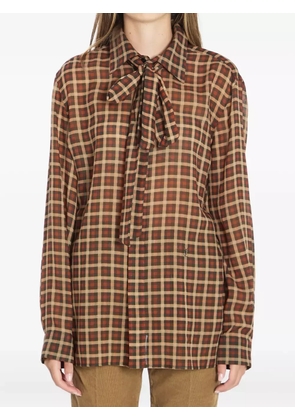 Saint Laurent long-sleeve wool tie-neck shirt - Red