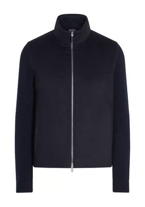 Zegna panelled zip-up cardigan - Blue