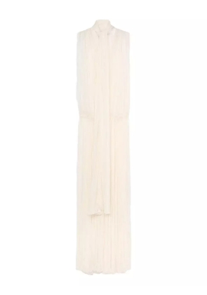 Blumarine pleated sleeveless maxi dress - Neutrals